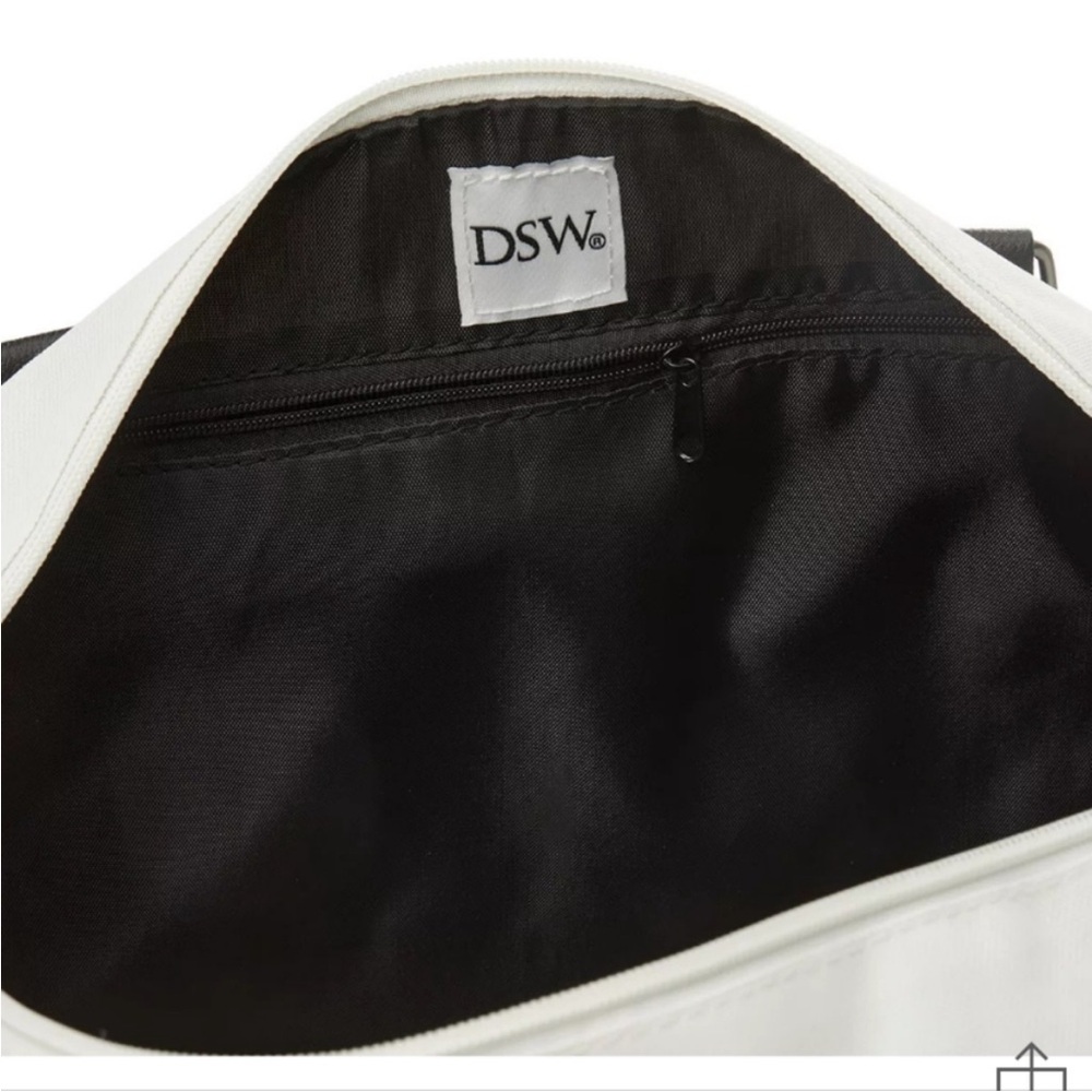 DSW Mini Weekender White & Black Tote Duffel Travel Bag - Picture 5 of 10